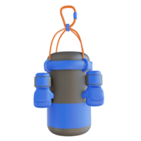 3D illustration punching bag sport and boxing gloves png