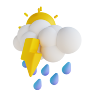 dia de ilustração 3D de chuva forte com relâmpagos