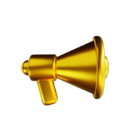 megafone dourado de ilustração 3D png