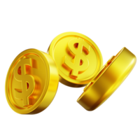 monedas de dinero de oro de ilustración 3d png