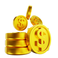 3D illustration golden money coins png