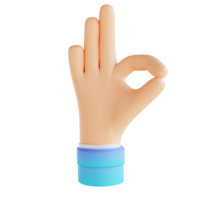 ilustração 3D mostrando gestos de mão ok png