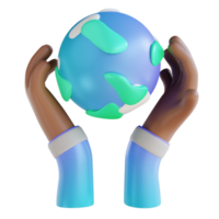 illustration 3d aime la terre et les mains png