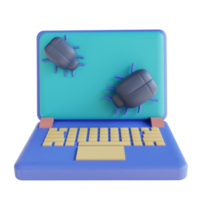 3D illustration virus laptop png