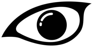 eye illustration, black and white eye icon. png