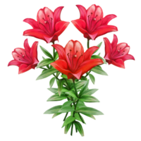 red lily flower bouquet illustration png