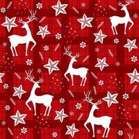 Beautiful christmas seamless pattern with gorgeous deers, snowflakes and stars. Amazing winter holiday wallpaper for your design. Vector illustration