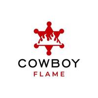 Sheriff Badge Logo. Cowboy Flame Icon Symbol Vector