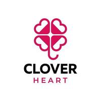 Clover Plant Leaf with Love Icon Logo Vector