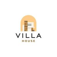 Modern minimalist of house. Building exterior of contemporary villa. Real estate logo. Vector illustration isolated on white background