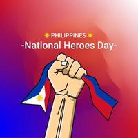 día de los héroes nacionales filipinos. con el concepto de sostener la bandera filipina, significa la lucha por la independencia de filipinas vector