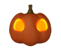 Halloween concept candle glowing inside of pumpkin, 3d illustration of Halloween pumpkin character png