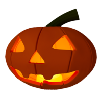 3D-illustration av halloween pumpa inuti ljus glödande, halloween bakgrund designelement png