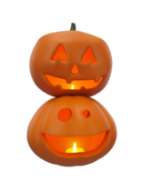 halloween-konzeptkerze, die innerhalb des kürbises leuchtet, 3d-illustration des halloween-kürbischarakters png