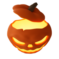3D-Darstellung von Halloween-Kürbis in leuchtender Kerze, Halloween-Hintergrund-Design-Element png