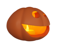 bougie de concept d'halloween qui brille à l'intérieur de la citrouille, illustration 3d du personnage de citrouille d'halloween png
