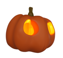 Halloween concept candle glowing inside of pumpkin, 3d illustration of Halloween pumpkin character png