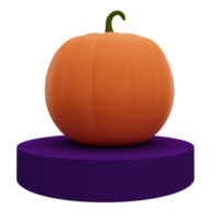 3d illustration of halloween pumpkin top podium background design element png