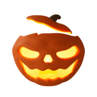 3D-illustration av halloween pumpa inuti ljus glödande, halloween bakgrund designelement png