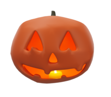 Halloween concept candle glowing inside of pumpkin, 3d illustration of Halloween pumpkin character png