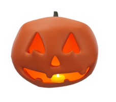 concepto de halloween vela que brilla intensamente dentro de la calabaza, ilustración 3d del personaje de calabaza de halloween png