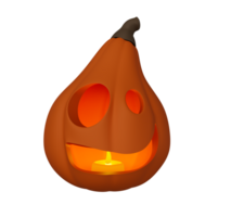 halloween concept kaars gloeiend binnen van pompoen, 3d illustratie van halloween pompoen karakter png