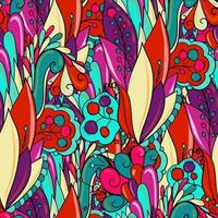 Floral seamless pattern with leaves, flowers and berries. vector