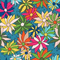 Floral seamless pattern with leaves, flowers and berries. vector