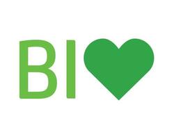 Bio logo with heart green, organic - vector