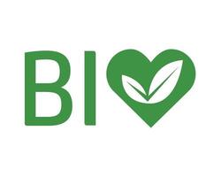 Bio logo with heart green , organic - vector
