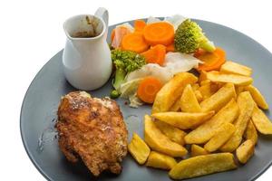 Cordon bleu on the plate and white background photo