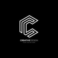 creative letter C hexagon line art monogram logo vector