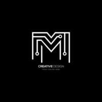 Letter M creative technological brand monogram logo vector