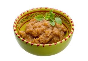 Pollock roe in a bowl on white background photo