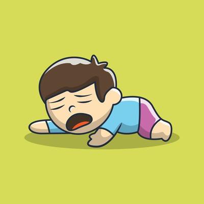 Illustration of a Lazy Cute Little Child