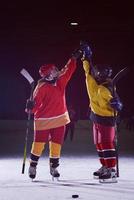 teen girls ice hockey players portrait photo
