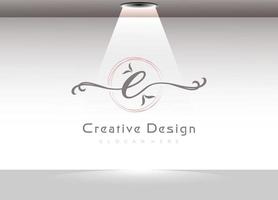 Elegant handwriting letter E logo template vector