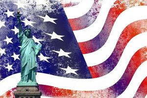 Statue of Liberty on a colored background with clipping path photo