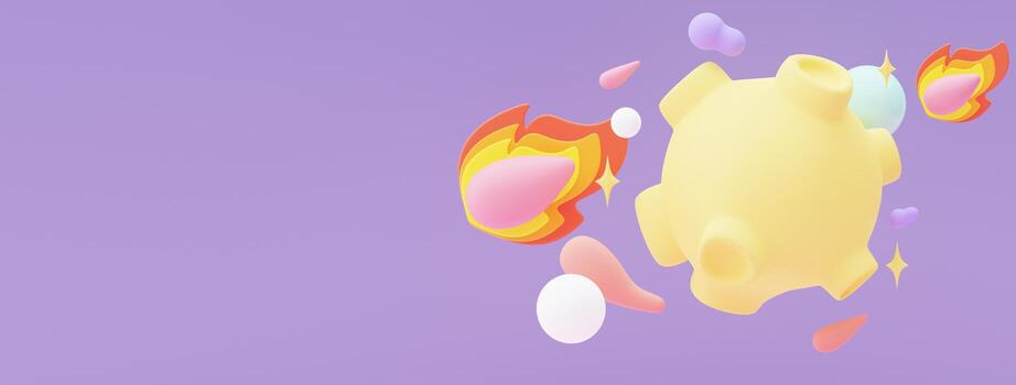 Representación 3d de la estrella del planeta y la luna que flotan en el aire por la noche con un fondo lila púrpura. escena abstracta de bolas pastel, jabones de burbujas o manchas en colores pastel. escena mágica. foto