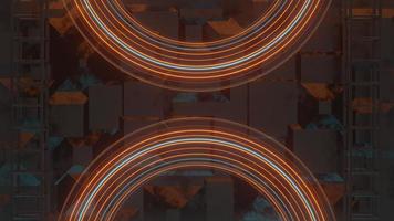 Abstract colorful neon glowing light background. Speed light illuminated. Florescent on the dark scene. Curvy moving line shape. 3D render. photo