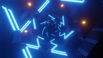 Abstract colorful neon glowing light background. Speed light illuminated. Florescent on the dark scene. Curvy moving line shape. 3D render. photo