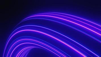 Abstract colorful neon glowing light background. Speed light illuminated. Florescent on the dark scene. Curvy moving line shape. 3D render. photo