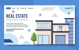 Real Estate and Modern Home Social Media Landing Page Template Hand Drawn Cartoon Flat Illustration vector