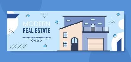 Real Estate and Modern Home Header Cover Template Hand Drawn Cartoon Flat Illustration vector