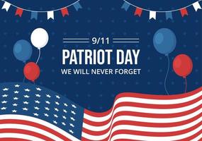 Patriot Day USA Celebration Background Template Hand Drawn Cartoon Flat Illustration vector