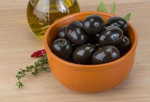 Cooked black olives photo