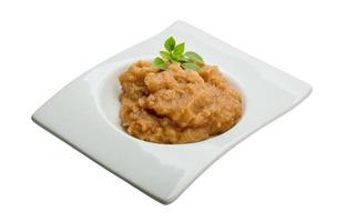 Pollock roe in a bowl on white background photo