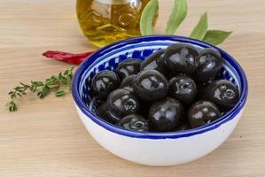 Cooked black olives photo