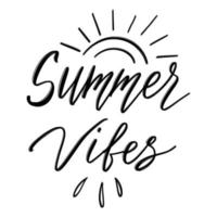 Summer vibes, Hand drawn Summer Lettering for Print, Greeting cards, apparel design. vector