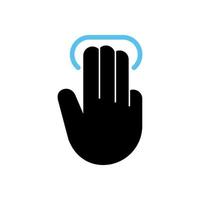 Three fingers touching screen interface gesture, Multitouch, Vector. vector